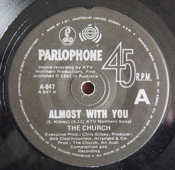 The Church : Almost With You (7", Single, Rai)