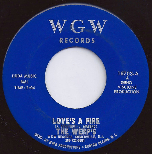 The Werp's : Love's A Fire / Shade's Of Blue (7", Single)