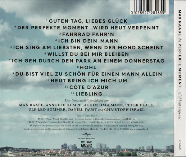 Max Raabe : Der Perfekte Moment ...Wird Heut Verpennt (CD, Album, Dig)