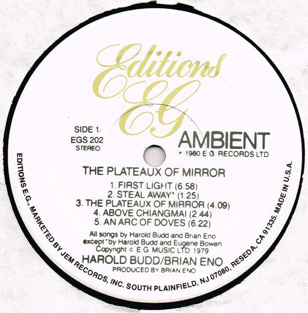 Harold Budd / Brian Eno : Ambient 2 (The Plateaux Of Mirror) (LP, Album)