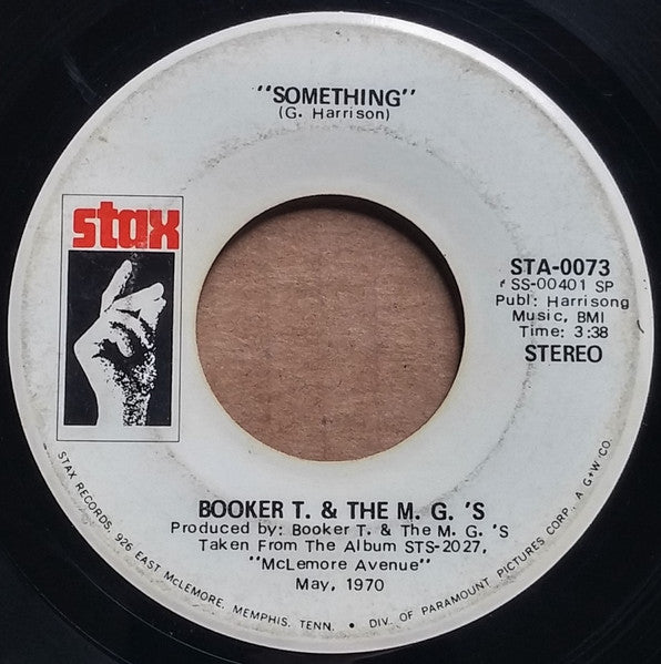 Booker T & The MG's : Something (7", Mono, Promo)