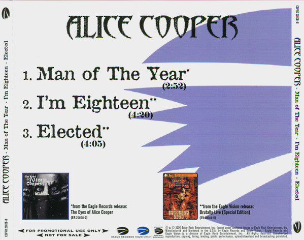Alice Cooper (2) : Man Of The Year (CD, Single, Promo)