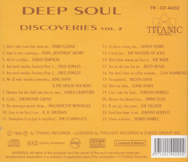 Various : Deep Soul Discoveries Vol. 2 (CD, Album, Comp)