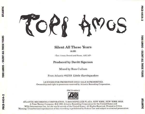Tori Amos : Silent All These Years (CD, Single, Promo)