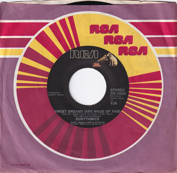 Eurythmics : Sweet Dreams (Are Made Of This) (7", Single, Mon)