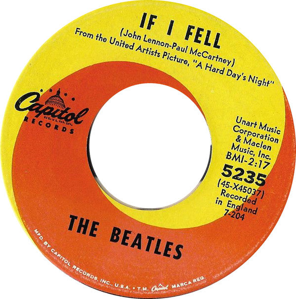 The Beatles : And I Love Her / If I Fell (7", Single, Pin)