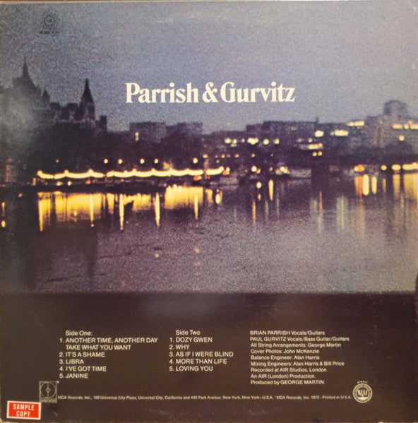 Parrish & Gurvitz : Parrish & Gurvitz (LP, Album, Glo)