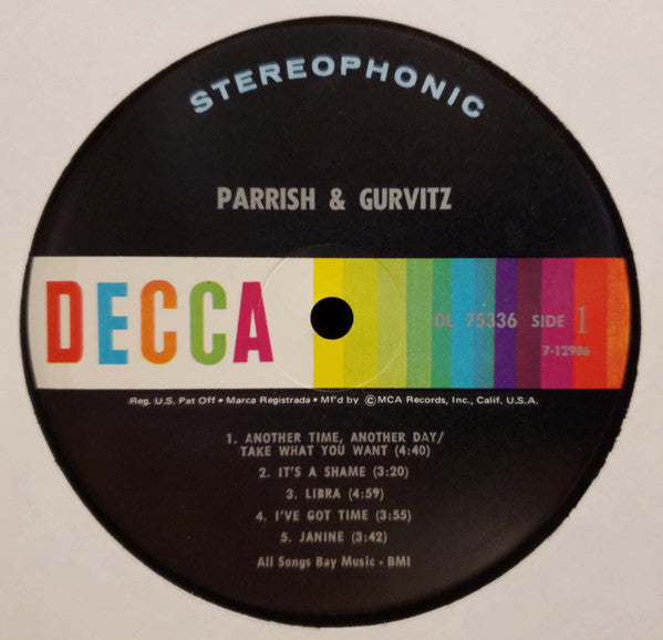 Parrish & Gurvitz : Parrish & Gurvitz (LP, Album, Glo)