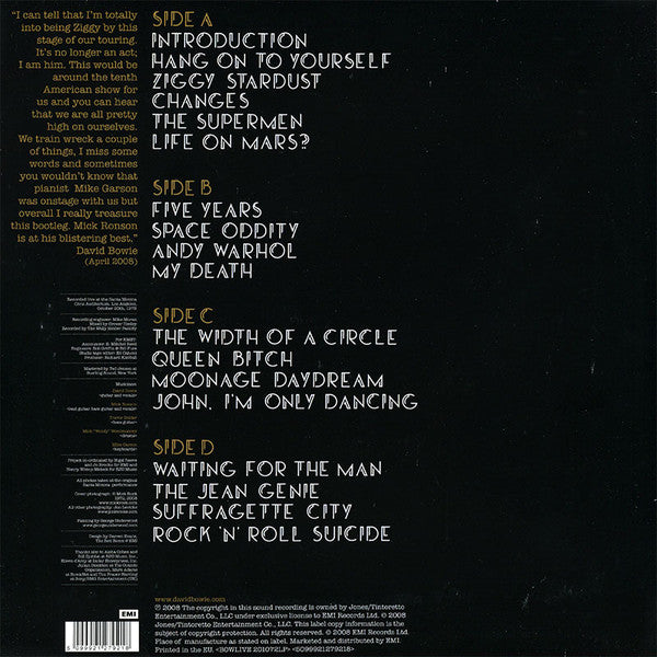 David Bowie : Live Santa Monica '72 (2xLP, Album, Ltd, Num)