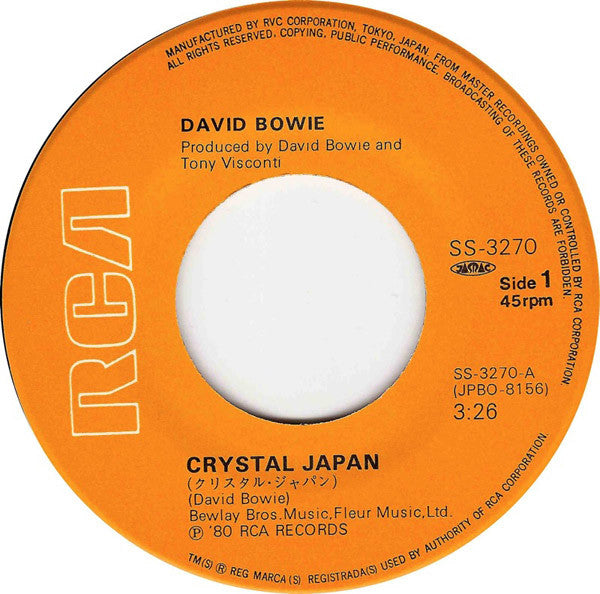 David Bowie = David Bowie : クリスタル・ジャパン = Crystal Japan (7", Single)