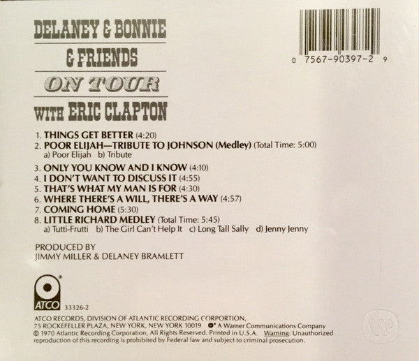 Delaney & Bonnie & Friends With Eric Clapton : On Tour (CD, Album, RE)