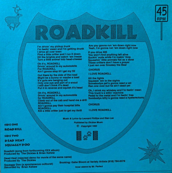 The Dickies : Roadkill (7", Single, Red)