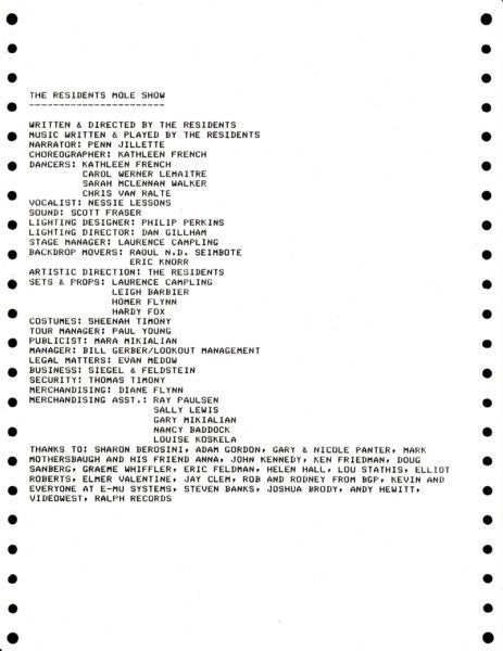 The Residents : Mole Show (LP, Album)