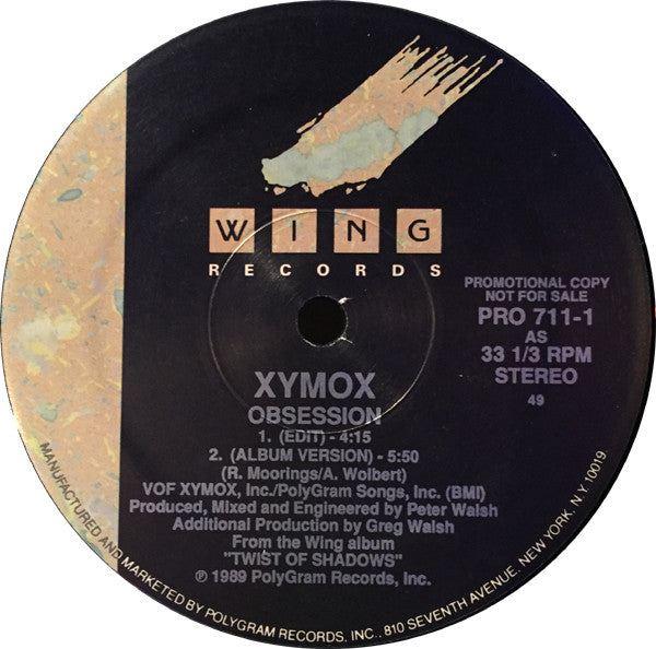 Xymox : Obsession (12", Promo, 49 )