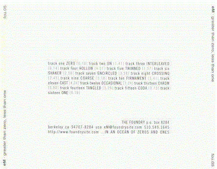 eM : Greater Than Zero, Less Than One (CD, Album)