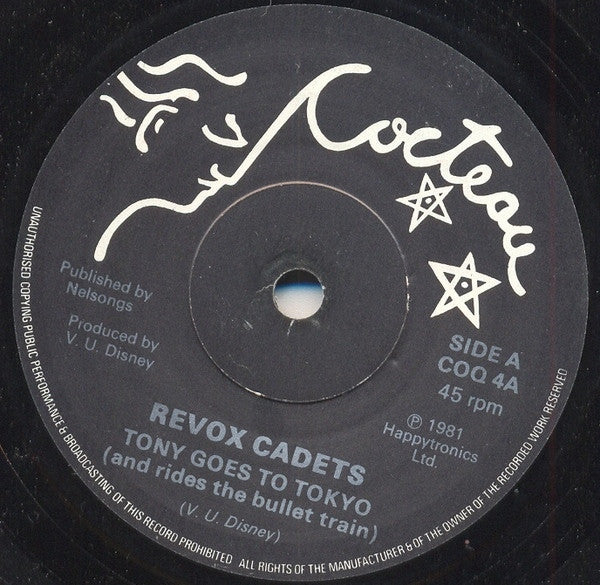 To Heaven A Jet / Revox Cadets : Airfields / Tony Goes To Tokyo (And Rides The Bullet Train) (7")