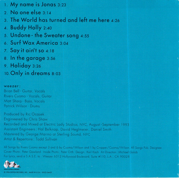 Weezer : Weezer (CD, Album, Promo)