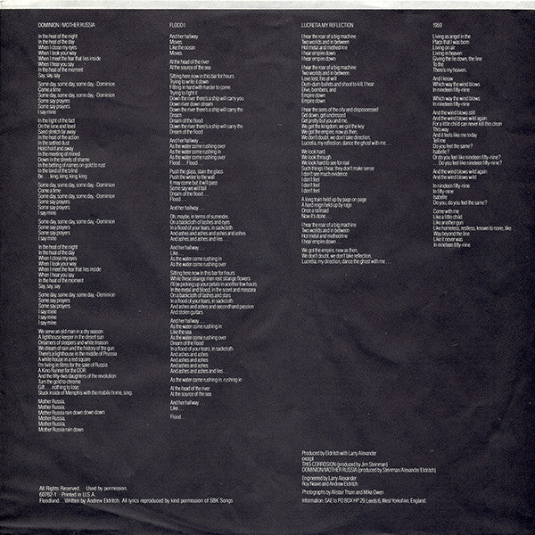 The Sisters Of Mercy : Floodland (LP, Album, Spe)