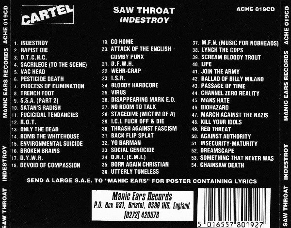 Sore Throat : Inde$troy (CD, Album, RE)