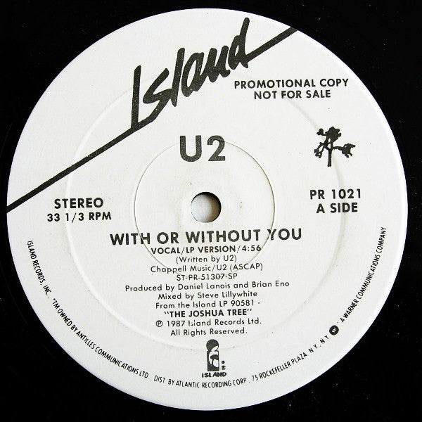 U2 : With Or Without You (12", Promo)
