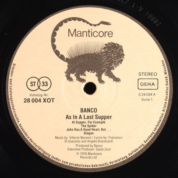 Banco Del Mutuo Soccorso : As In A Last Supper (LP, Album)