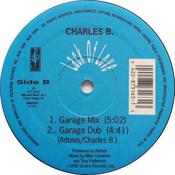 Charles B : Lack Of Love (12", Single)