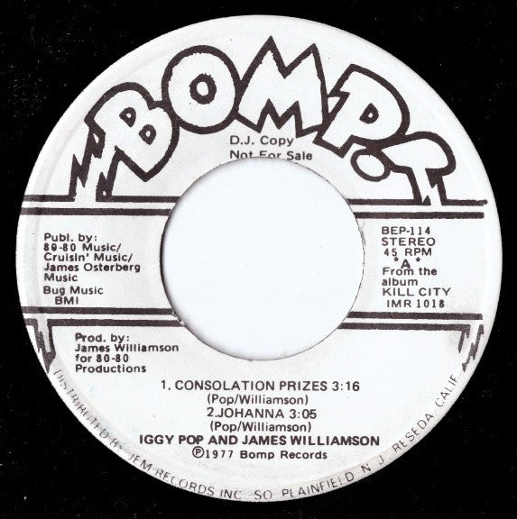 Iggy Pop And James Williamson / The Stooges : Consolation Prizes (7", EP, Promo, Gol)