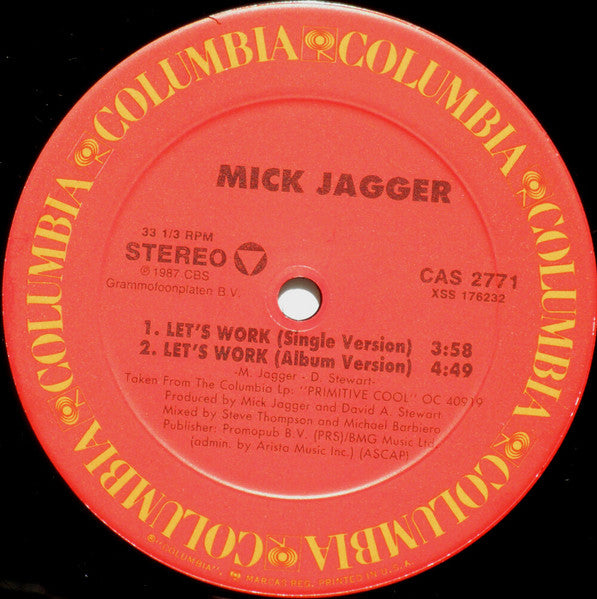 Mick Jagger : Let's Work (12", Promo)