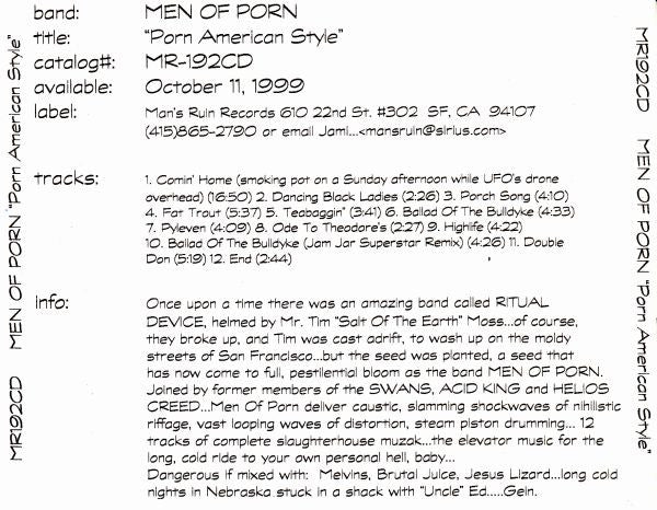 Porn (2) : Porn American Style (CD, Album, Promo)