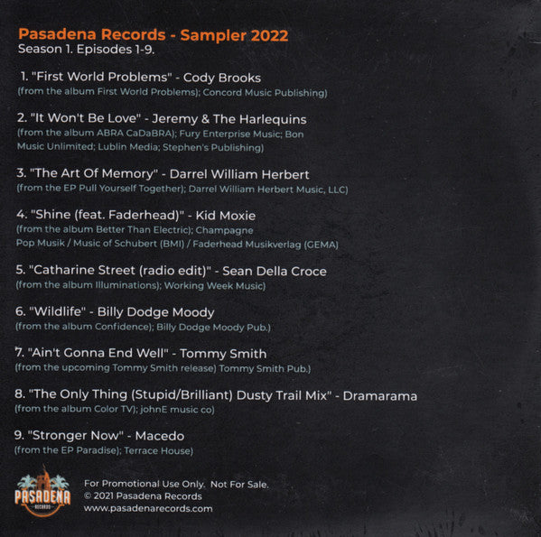 Various : Pasadena Records - Sampler 2022 (CD, Comp, Smplr)