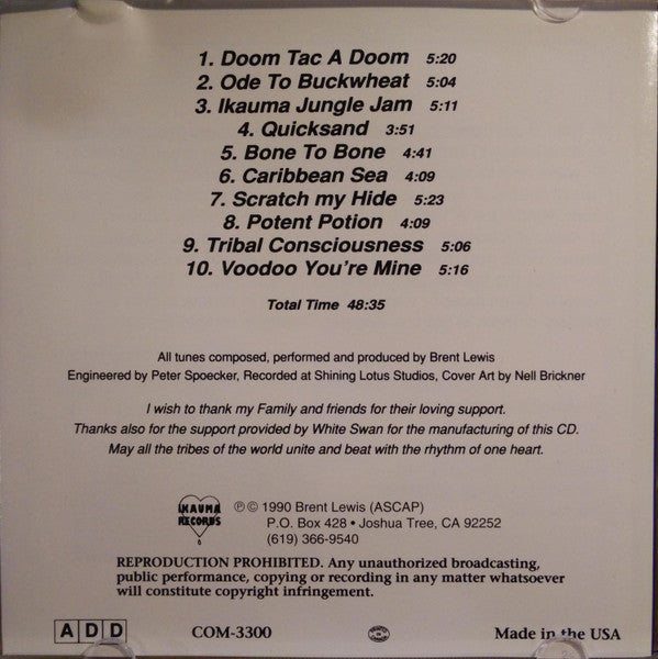 Brent Lewis : Earth Tribe Rhythms (CD, Album)