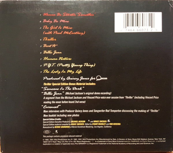 Michael Jackson : Thriller (CD, Album, RE, RM, S/Edition, Gol)