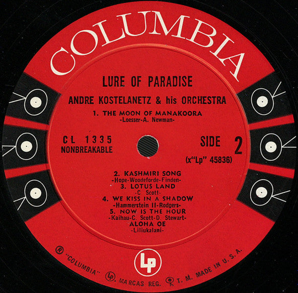 André Kostelanetz : Lure Of Paradise (LP, Album, Mono)