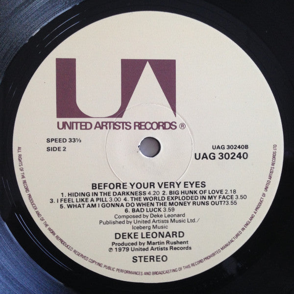 Deke Leonard : Before Your Very Eyes (LP, Album)
