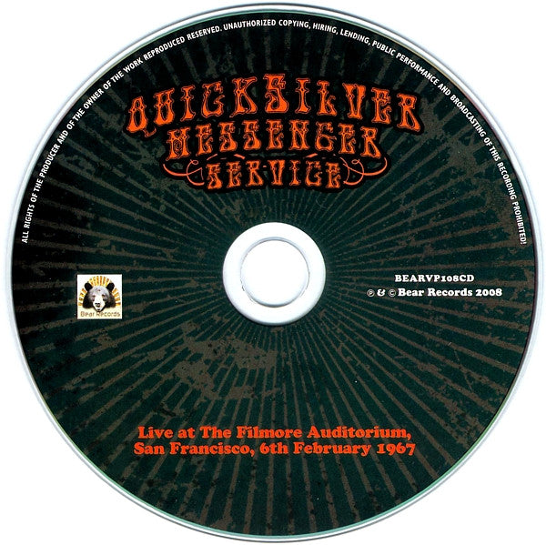 Quicksilver Messenger Service : Live At The Filmore Auditorium, San Francisco, 6th February 1967 (CD, Album)