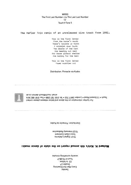 wir3O : The First Last Number (12")