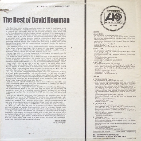David Newman* : The Best Of David Newman (LP, Comp, PR)