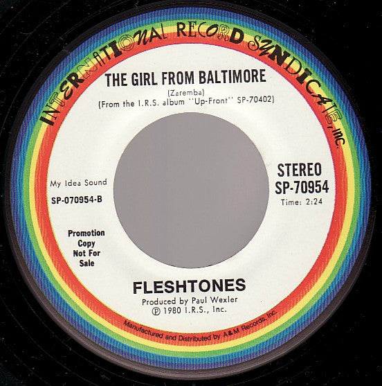 The Fleshtones : Cold, Cold Shoes / The Girl From Baltimore (7", Single, Promo)