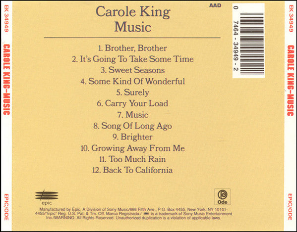 Carole King : Music (CD, Album, RE)