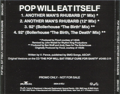 Pop Will Eat Itself : Another Man's Rhubarb / 92° (CD, Single, Promo)