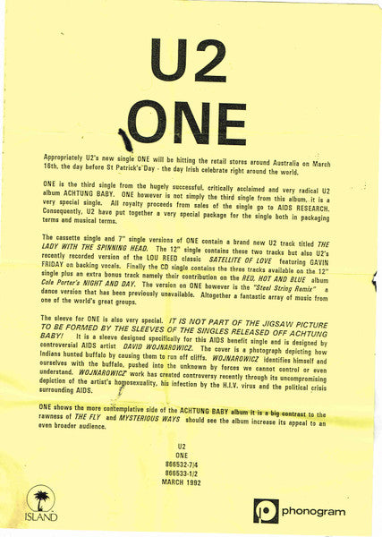 U2 : One (CD, Single, Promo)