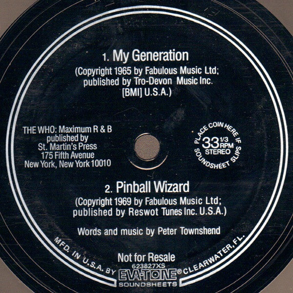 Pete Townshend : My Generation / Pinball Wizard (Flexi, 7", S/Sided)
