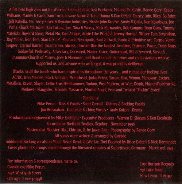 Cianide : Death, Doom And Destruction (CD, Album, Ltd)