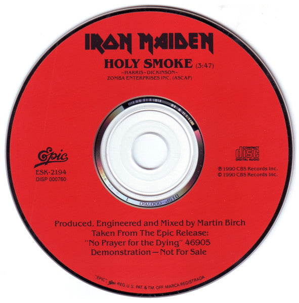 Iron Maiden : Holy Smoke (CD, Single, Promo)