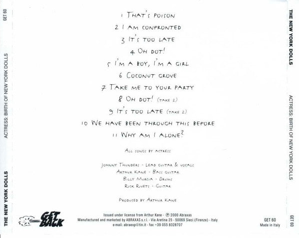 New York Dolls / Actress (3) : Actress: Birth Of The New York Dolls (CD)