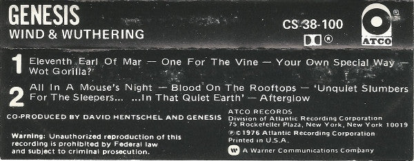 Genesis : Wind & Wuthering (Cass, Album, SR,)