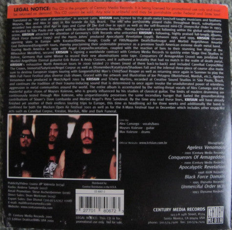 Krisiun : Ageless Venomous (CD, Album, Promo)