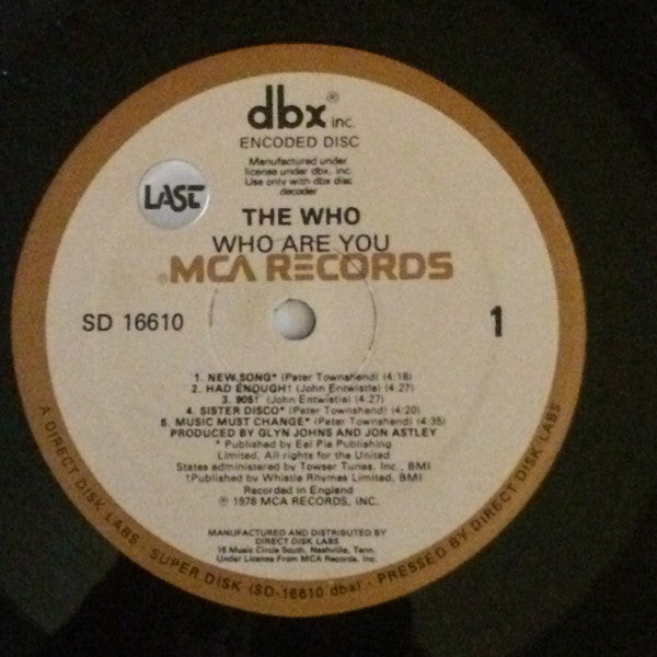 The Who : Who Are You (LP, Album, RE, RM, DBX)
