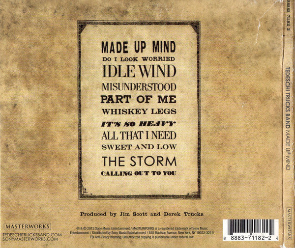 Tedeschi Trucks Band : Made Up Mind (CD, Album, Car)