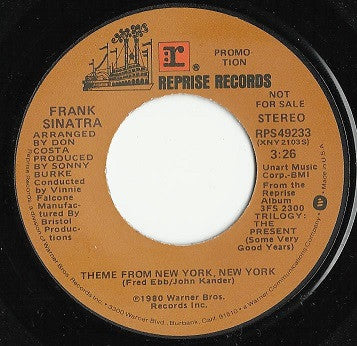 Frank Sinatra : Theme From New York, New York (7", Single, Mono, Promo)